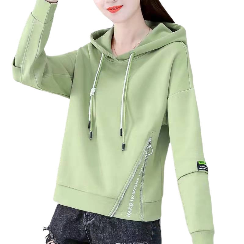 红色爆款春秋款连帽长袖卫衣女装上衣2025今年流行新款小个子外套