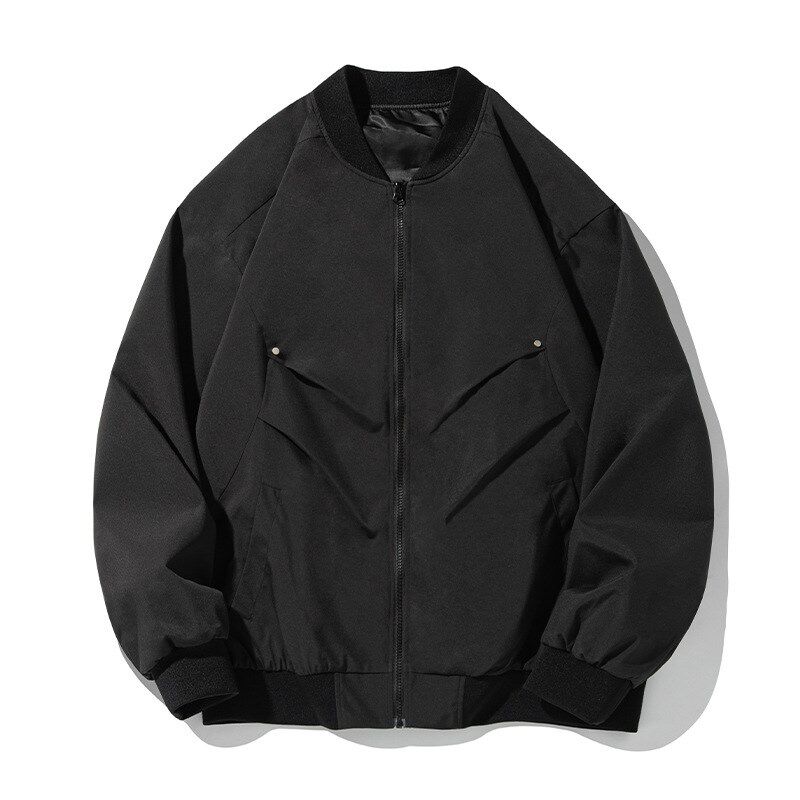 结构打褶设计防泼水棒球领冲锋衣夹克男秋季新款美式飞行员外套q