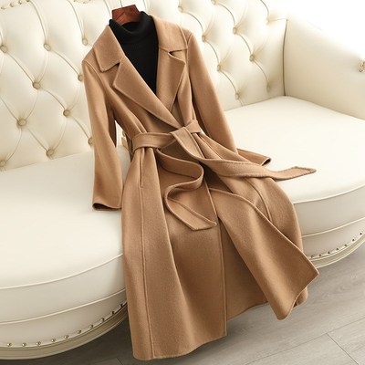双面羊绒大衣女中长款2024年秋冬新款过膝修身显瘦正肩羊毛呢外套