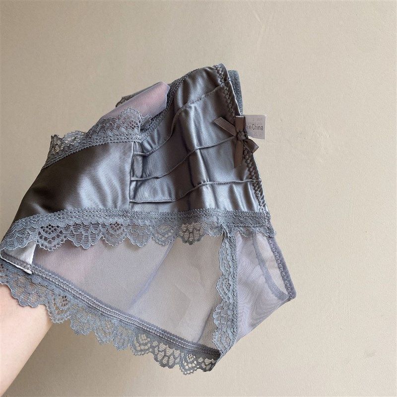 白月光琉璃~法式复古缎面小性感蠢蠢欲动蕾丝中腰网纱薄款内裤女,女士内衣/男士内衣/家居服,平角裤,淘宝优惠券,粉丝福利购,淘宝优惠卷