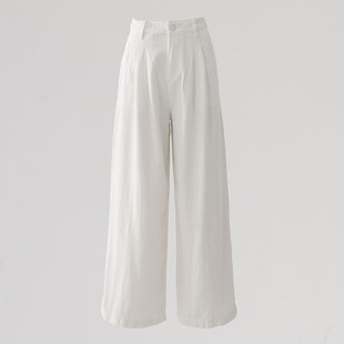 包邮代发美式复古宽松阔腿裤白色垂感透气百搭直筒牛仔裤女长