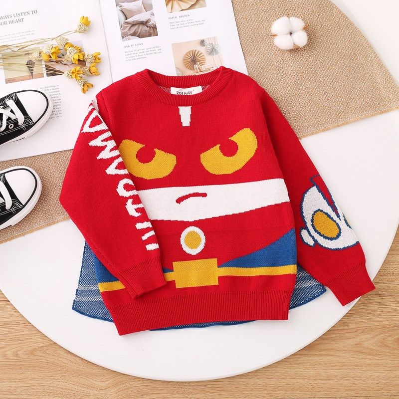 童装直播货源童装秋冬联盟红色卡通斗篷披风儿童毛衣套头针织上衣,童装/婴儿装/亲子装,毛衣/针织衫,淘宝优惠券,粉丝福利购,淘宝优惠卷