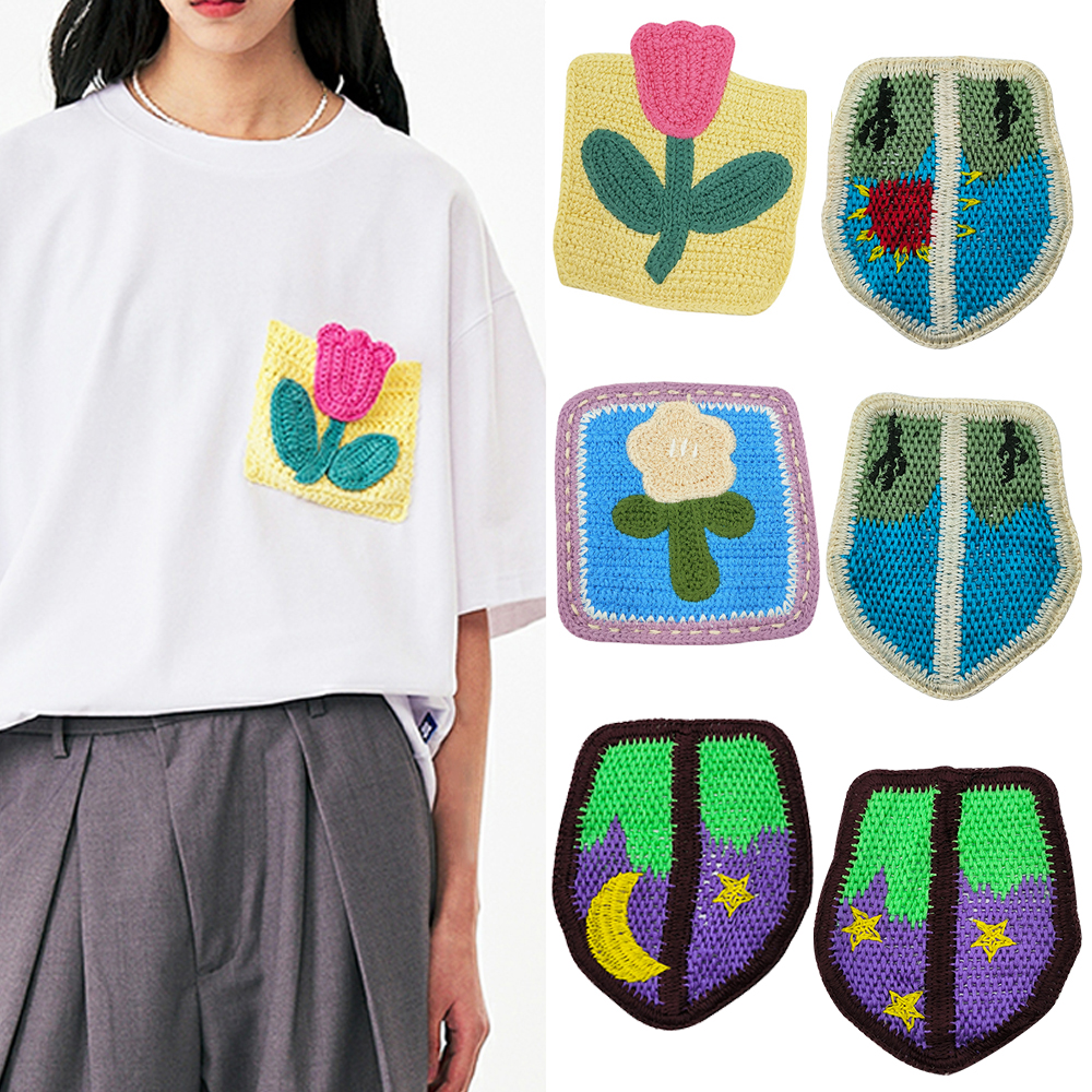百搭刺绣针织花朵服装帽子T恤贴