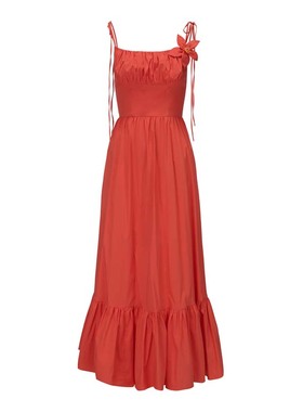 【落日晚霞】橙色吊带修身连衣裙