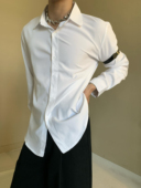 美式 优雅垂感衬衣打底衫 休闲禁欲系纯色衬衫 男女中性风高级感长袖