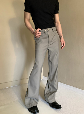 美式休闲微喇设计感西裤男高奢老钱风垂感西装休闲裤显腿长拖地裤