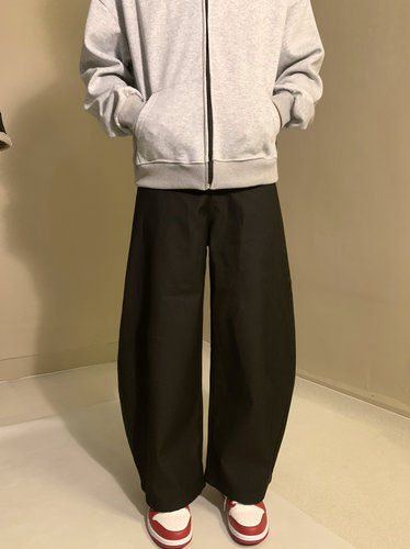 高级感美式通勤垂坠百搭黑色弯刀裤西裤男女复古宽松阔腿休闲长裤