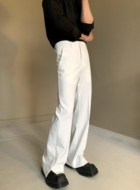 cleanfit白色加长修身微喇叭西裤男垂坠感高级感vibe裤子直筒长裤