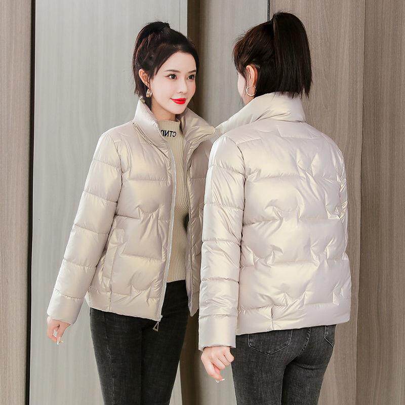冬季亮面免洗女棉袄新款短款立领外套女韩版加厚款羽绒棉服女