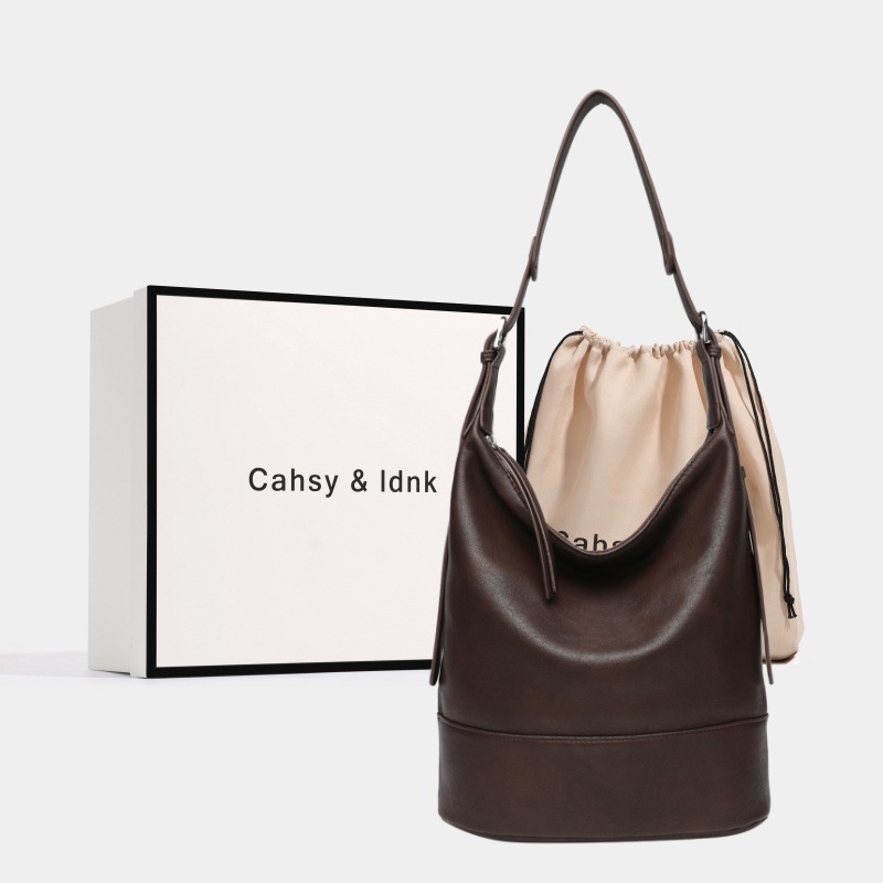 宋佳同款裘真格物塌塌包植鞣羊皮新款双耳水桶包包女大容量通勤