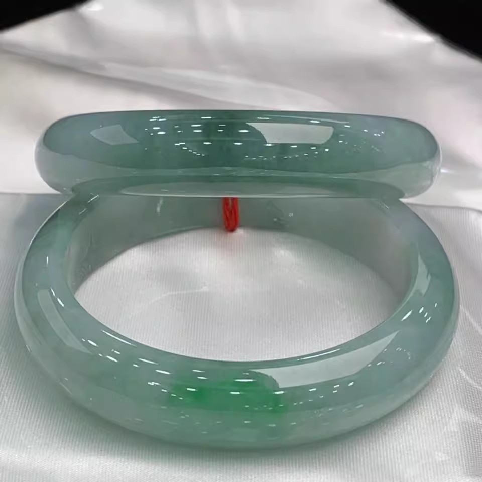 正品天然缅甸冰种A货翡翠手镯油青老坑正圈美玉镯子女款圆条玉石
