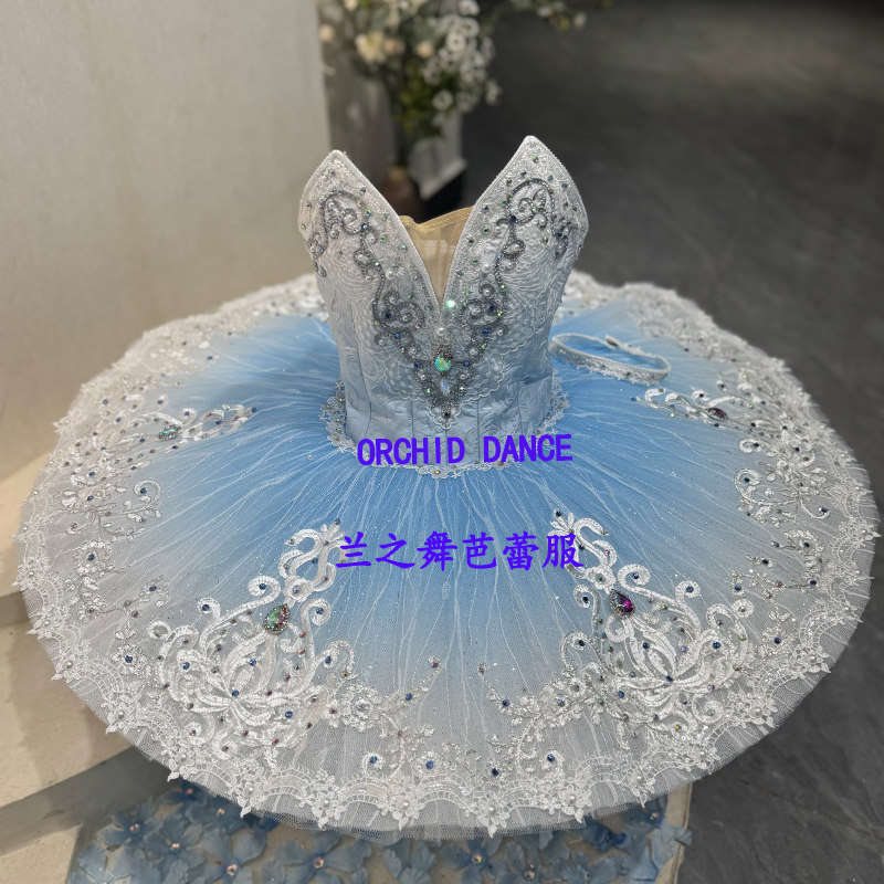兰之舞蓝鸟女变奏芭蕾裙蓝灰过渡演出tutu儿童成人定制比赛表演服