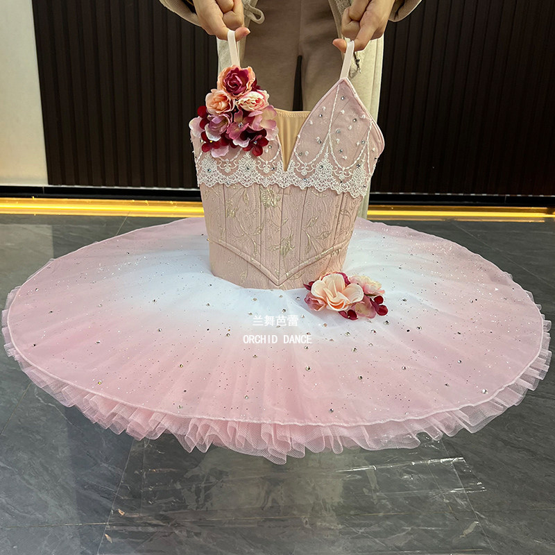 仙女娃娃花仙子变奏女芭蕾舞裙儿童大人演出tutu裙粉色比赛服