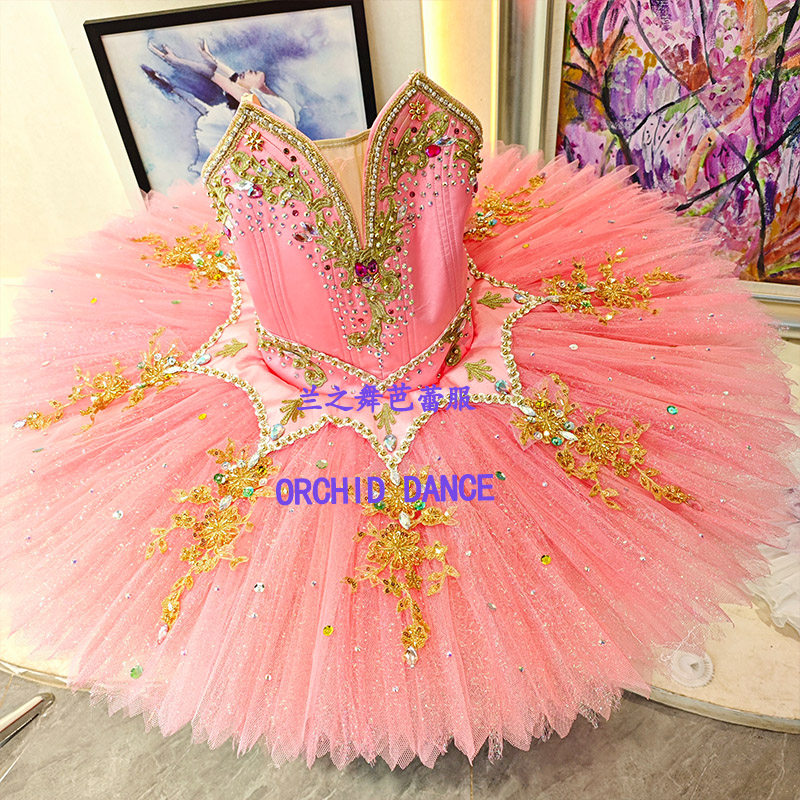 兰之舞小丑芭蕾百万小丑女变奏玫红色演出tutu定制大人儿童比赛服