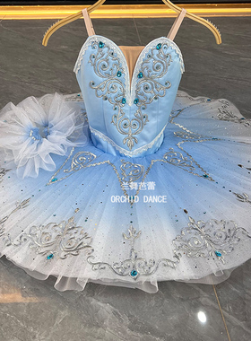 蓝色过渡色简易版芭蕾舞裙群舞演出服儿童成人蓝鸟变奏定制tutu裙
