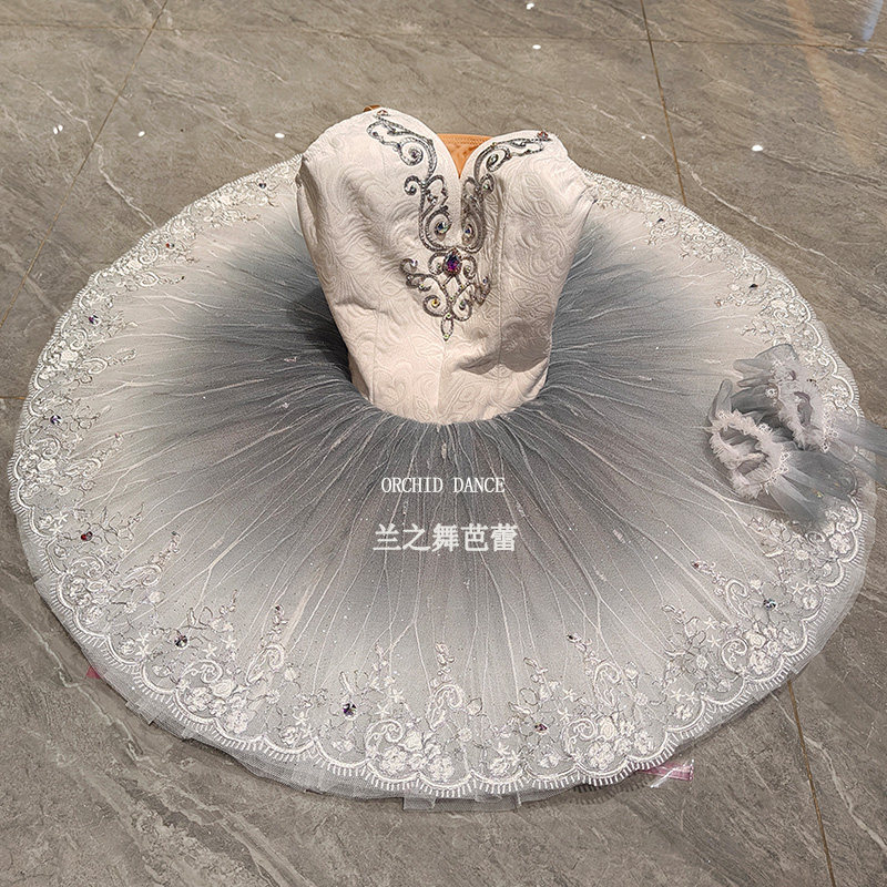兰之舞灰咖简易版芭蕾舞裙演出tutu裙大人儿童定制群舞比赛表演服