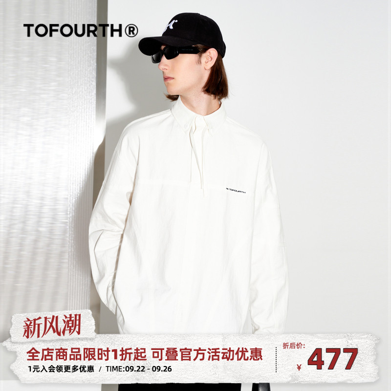 TOFOURTH 衬衫 商场同款新款绣花宽松简约衬衣男女同款