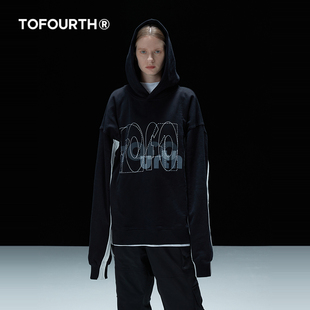 宽松套头连帽卫衣男女同款 明星同款 撞色拼接设计 TOFOURTH ISS