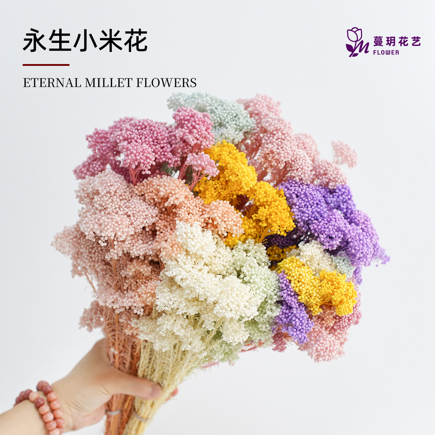 永生花小米花天然风干持久保鲜花材花盒玻璃罩画框装饰