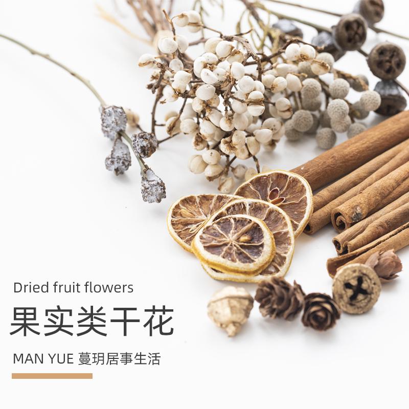 蔓玥 diy香薰蜡烛装饰干花果实类肉桂柠檬干尤加利果珊瑚果纽扣果