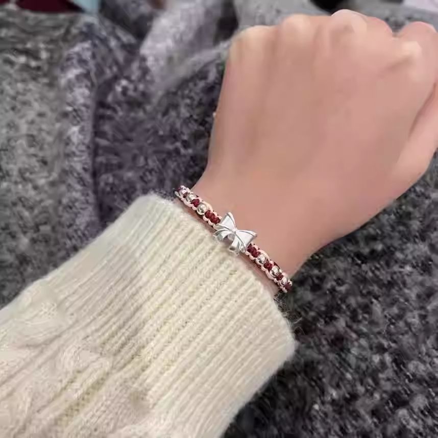 新中式蝴蝶结红绳手链在逃公主手绳本命年新款情侣编织手链