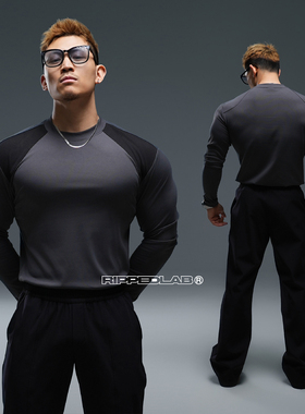 撕裂组织全位穿梭者高弹抓绒撞色打底健身运动户外训练长袖保暖