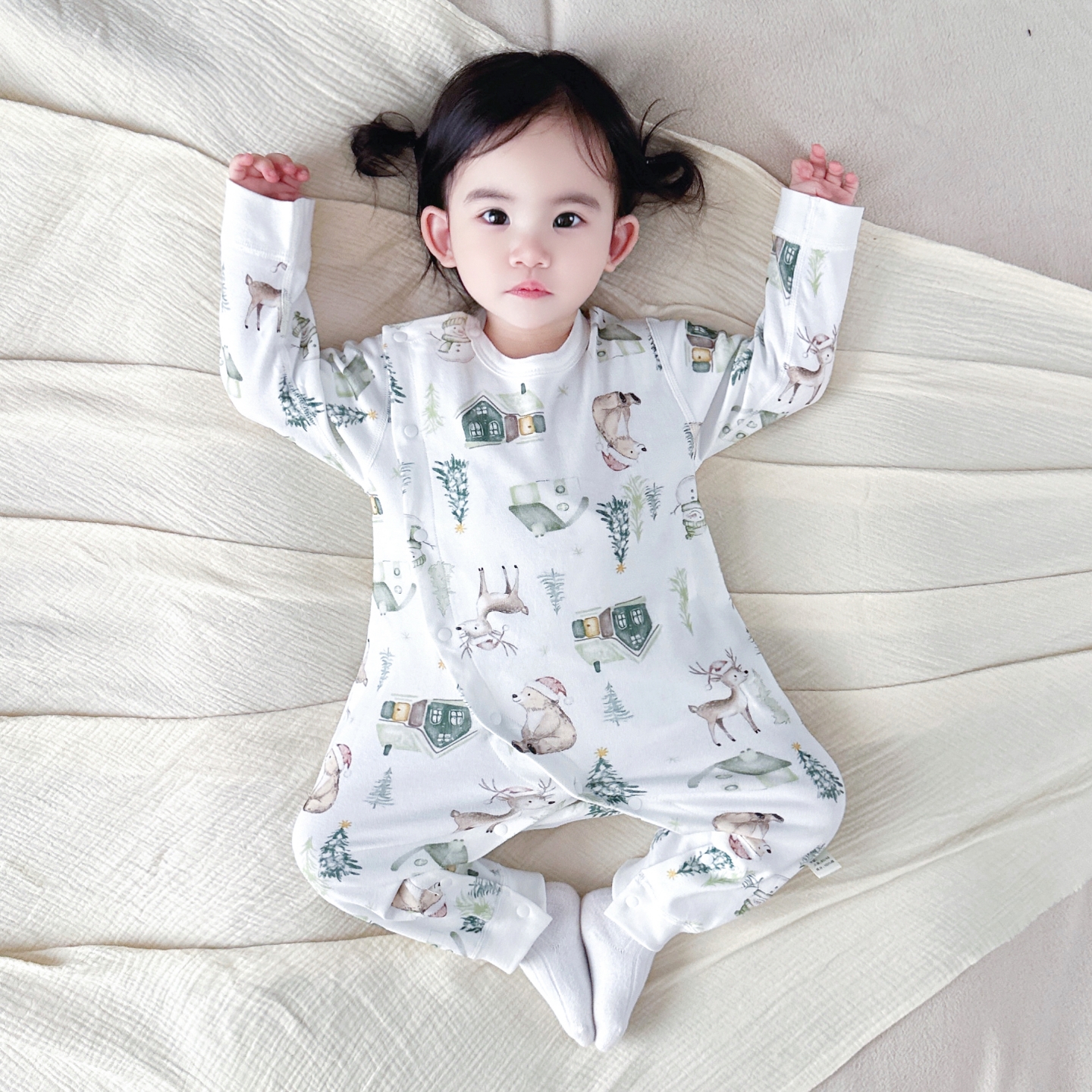 7A抑菌秋冬初生婴儿衣服双层护肚纯棉无骨透气连体衣宝宝睡衣哈衣