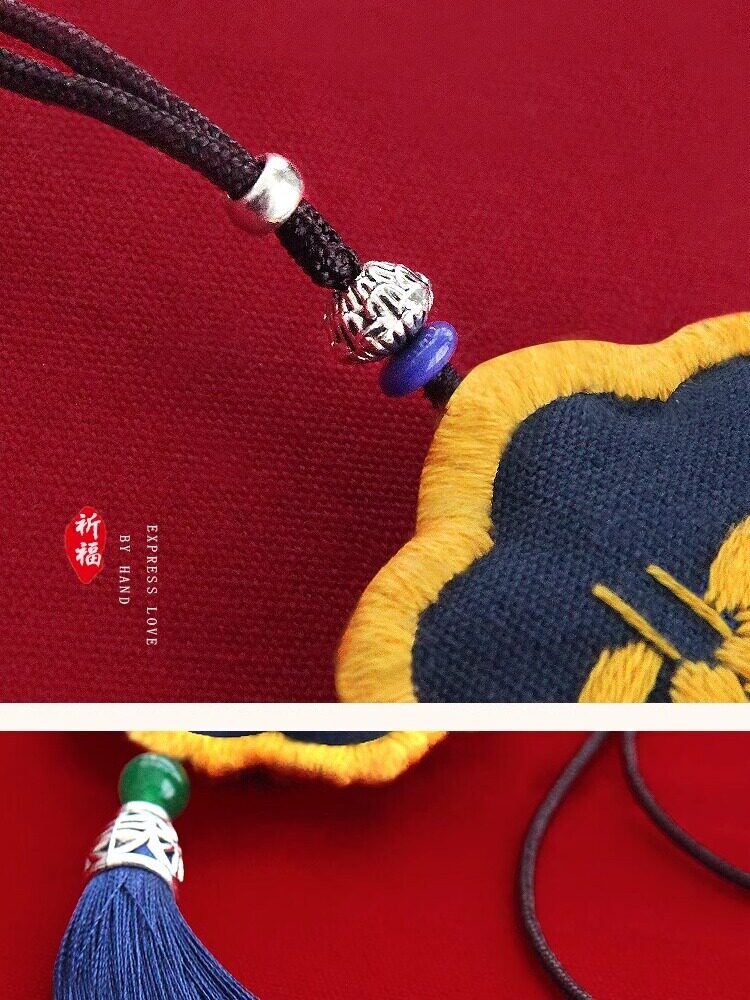 남자친구 여자친구에게 보내는 향낭 자수 DIY 쑥 소재 가방 핸드메이드 앤티크 지갑 평화의 매력 자동차 펜던트