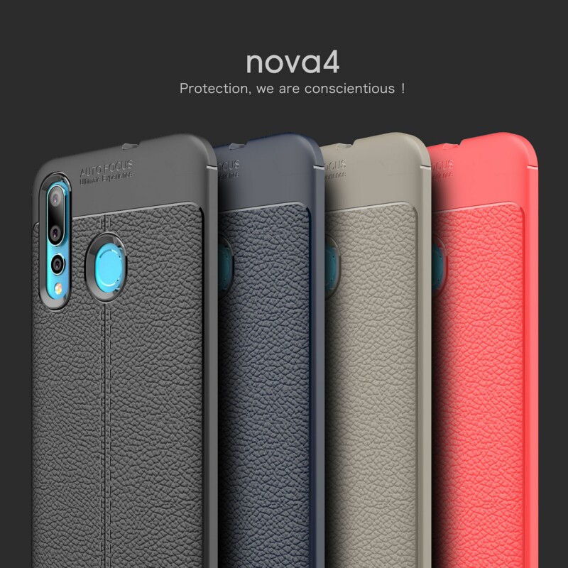 华为nova4手机壳防摔VCE一AL00全包VCE-TL00保护套nvoa四硅胶外壳软边手机套超薄磨砂皮纹高档商务男女款新潮