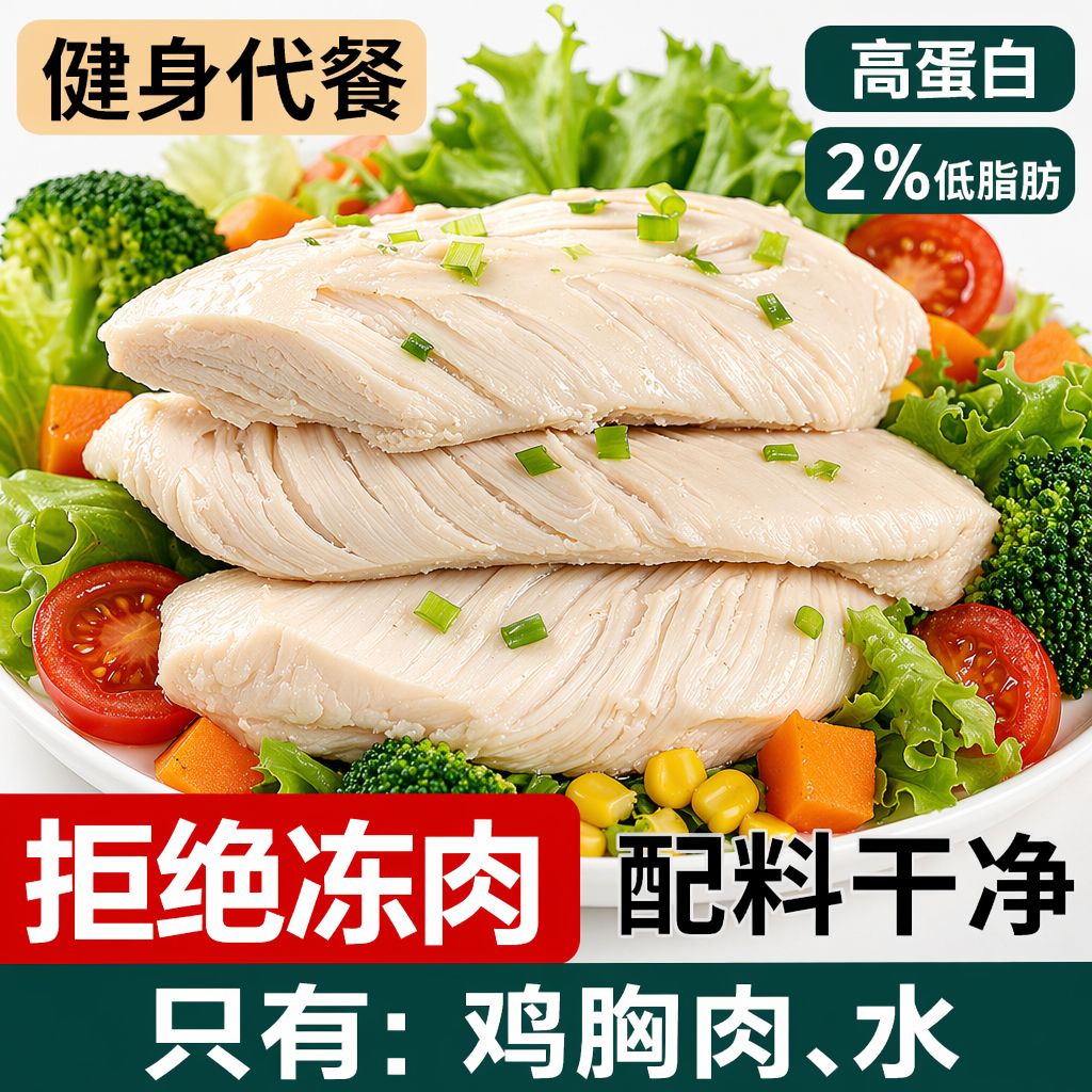 暴肌独角兽水煮鸡胸肉开袋即食0减无添加健身代餐低脂肪零食品