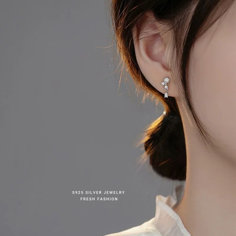 跳动的音符法式迷人吊坠耳钉灵动优雅闪耀气质简约耳饰潮