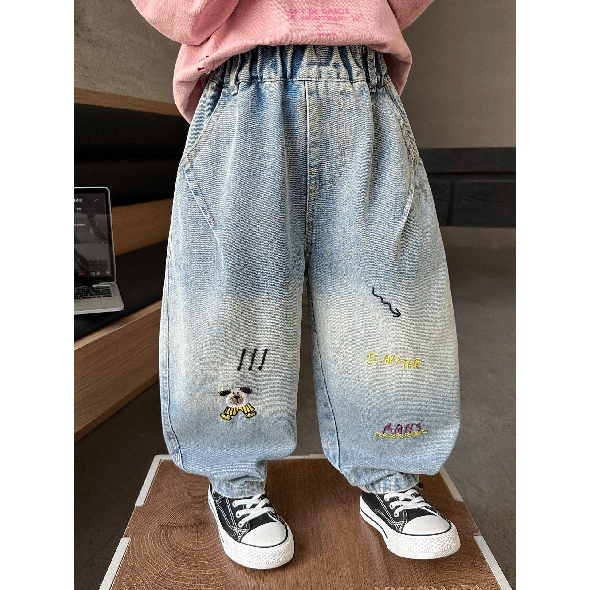 男童牛仔裤2026春装新款小男孩宽松直筒裤儿童韩版潮帅洋气长裤子