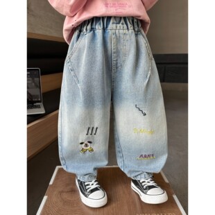 男童牛仔裤2026春装新款小男孩宽松直筒裤儿童韩版潮帅洋气长裤子