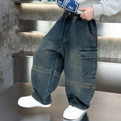 男童牛仔裤秋冬装儿童加绒加厚