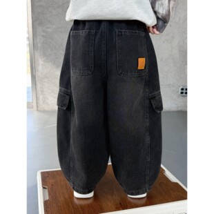 男童春季牛仔裤2026新款儿童春秋装韩版宽松工装裤男孩直筒阔腿裤