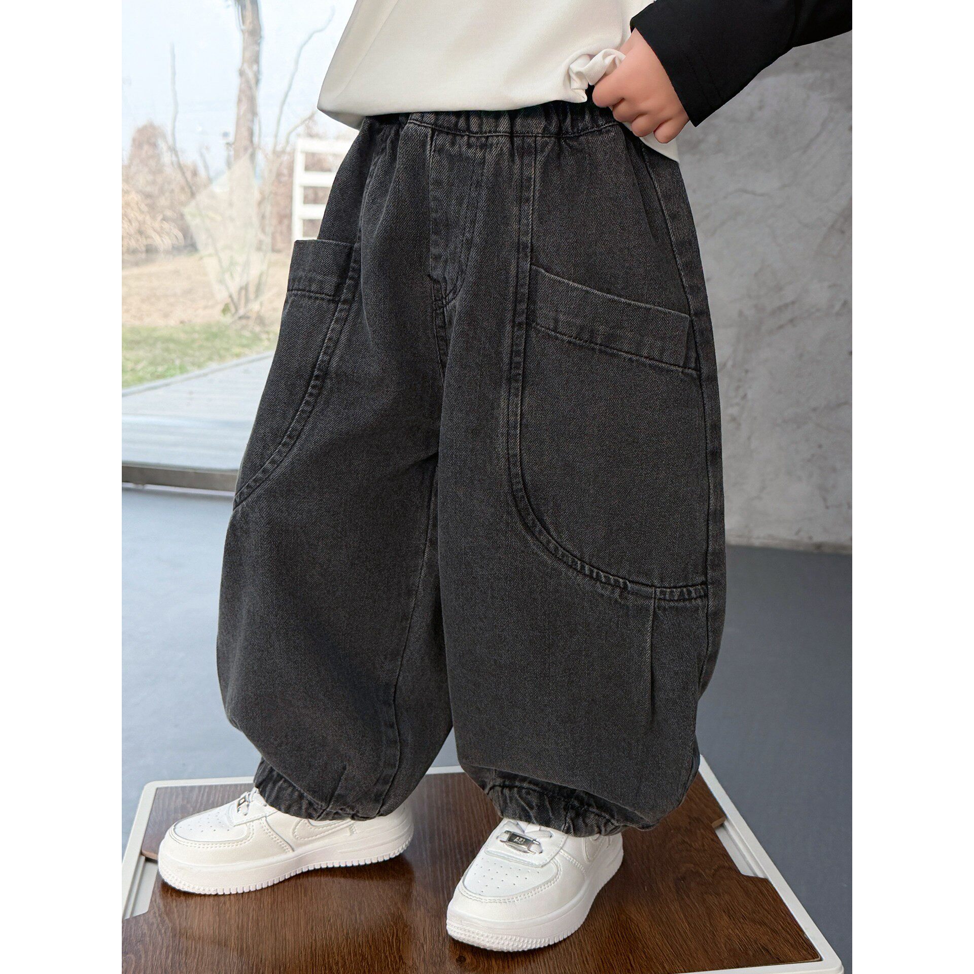 男童春装裤子2026新款韩版时尚宽松弯刀裤儿童春秋休闲百搭牛仔裤