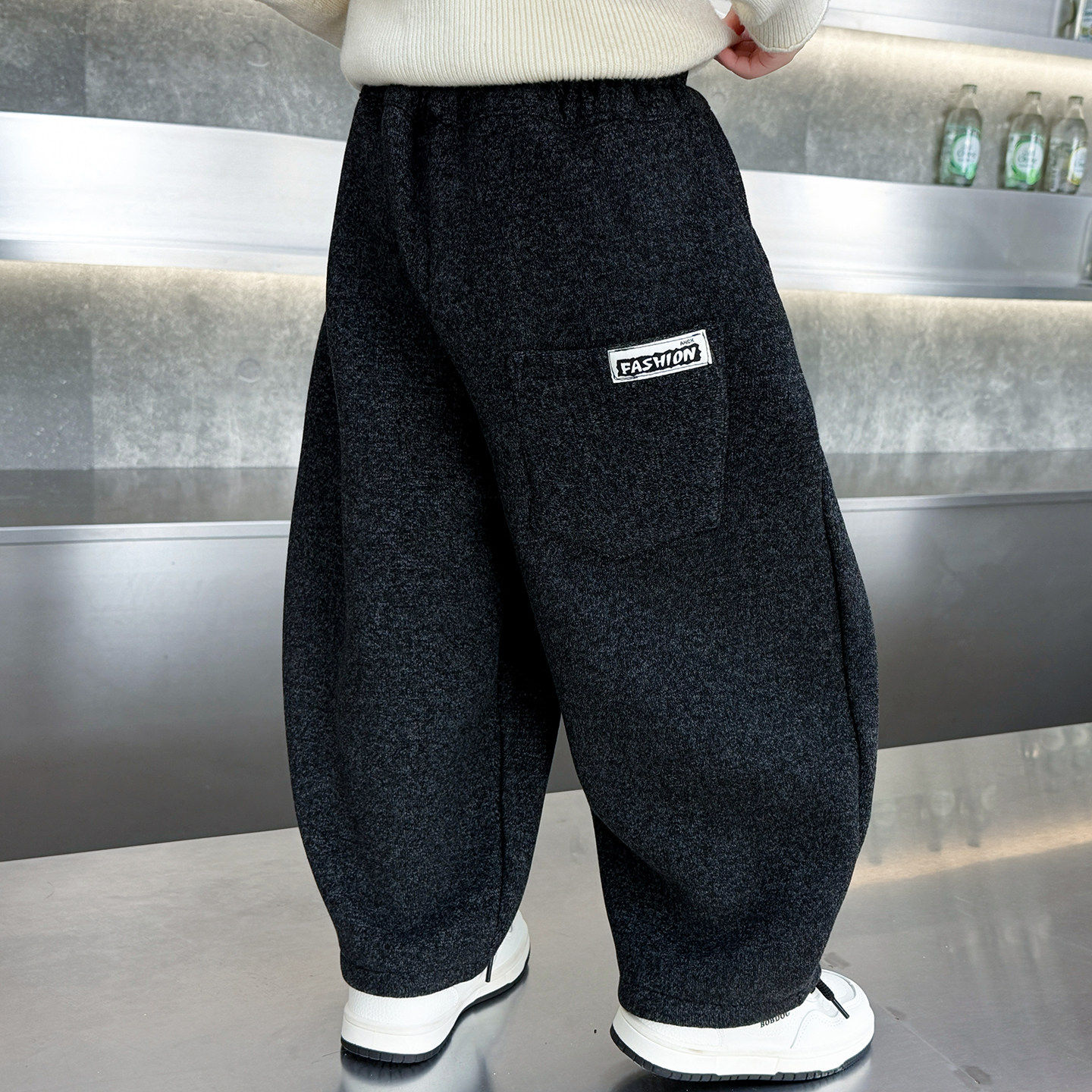 男童弯刀裤冬装加绒裤子2025秋冬季新款韩版帅气一体绒加厚长裤潮