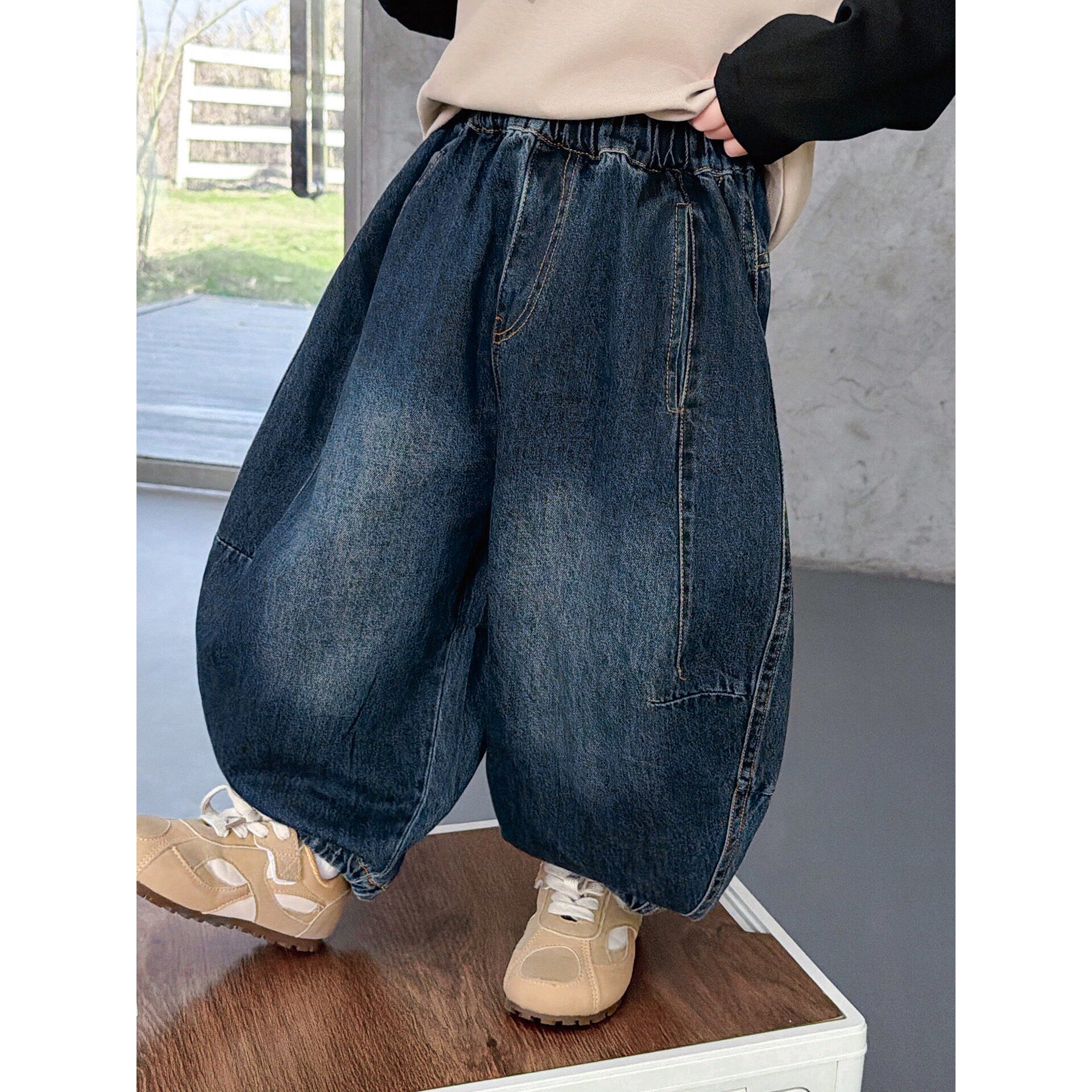 男童春季牛仔裤儿童休闲时尚阔腿裤2026新款男宝春秋百搭宽松裤子