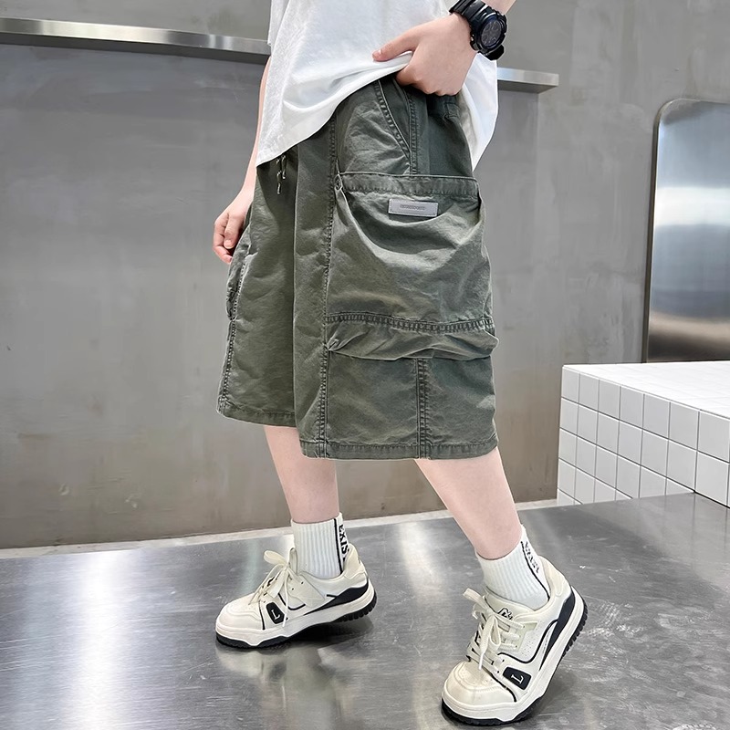 男童工装短裤夏季薄款2025新款儿童七分裤宽松男孩休闲中裤痞帅风