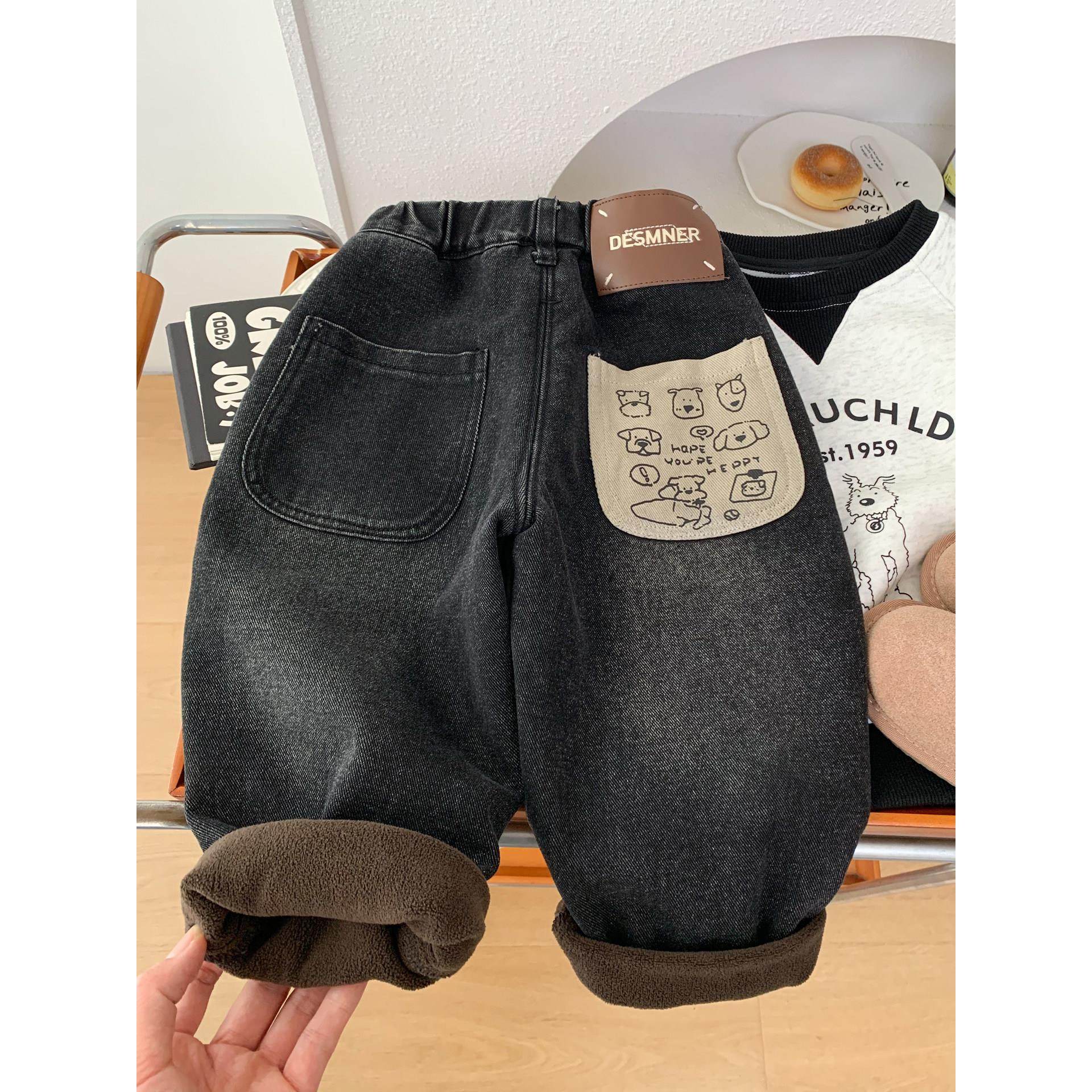 男童加绒柔软牛仔裤2025冬季儿童一体绒休闲裤中小童卡通洋气长裤,童装/婴儿装/亲子装,儿童牛仔裤,淘宝优惠券,粉丝福利购,淘宝优惠卷