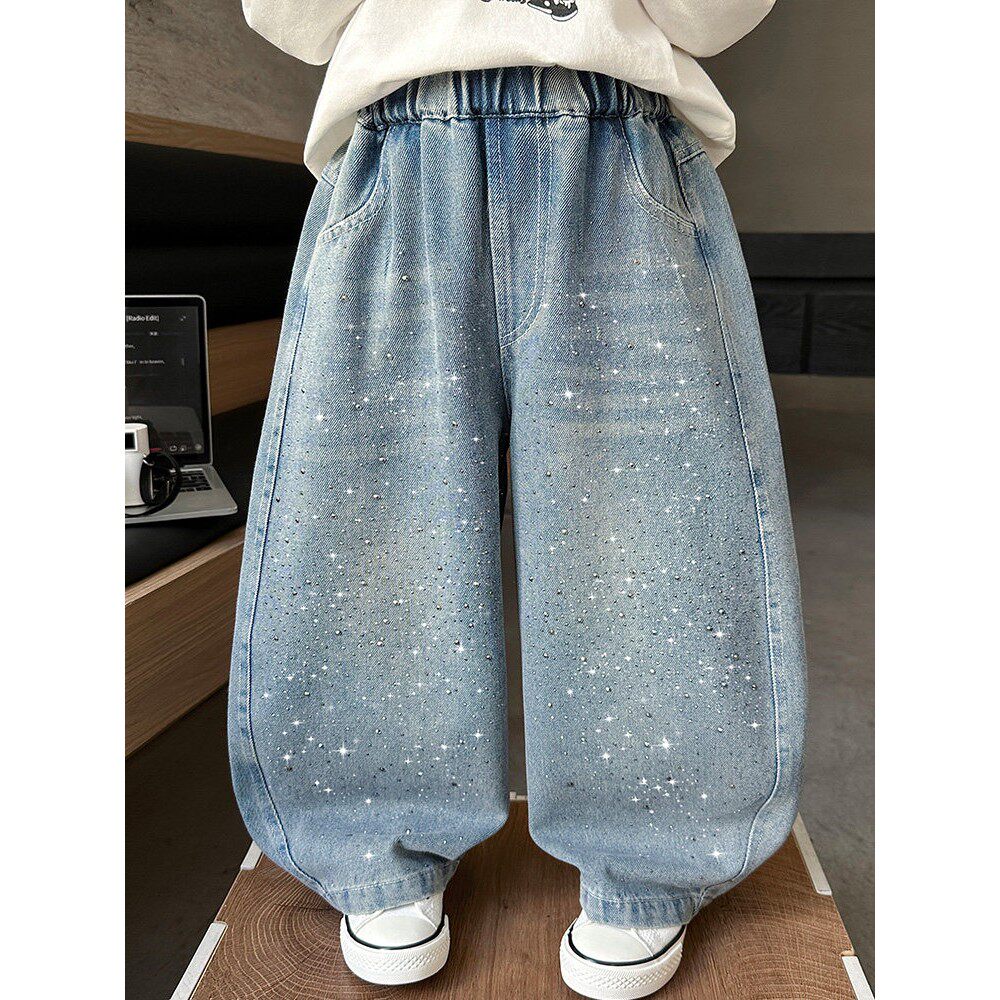 男童春季裤子2026新款韩版潮流时尚弯刀裤儿童春秋款休闲牛仔长裤