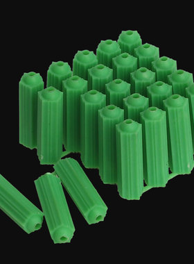 绿色塑料膨胀管6mm8厘涨塞胀塞M6M8墙塞胶栓胶粒膨胀胶塞木螺丝GG