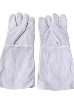 款FX558牛皮电焊手套加长焊接手套耐高温隔热手套40cm灰色焊工伏