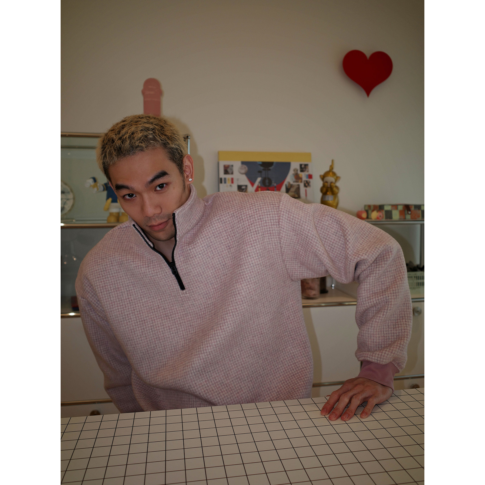 秋冬新品紫粉色羊毛卫衣半拉链立领长袖套头复古休闲质感格纹夹克,男装,卫衣,淘宝优惠券,粉丝福利购,淘宝优惠卷