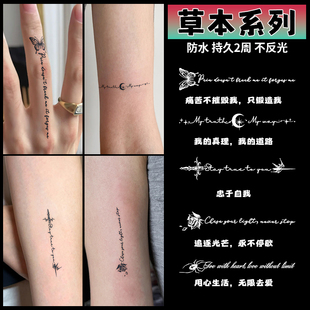 手指蝴蝶草本纹身贴女防水持久小图高级感草木贴纸tattoo新款 潮流