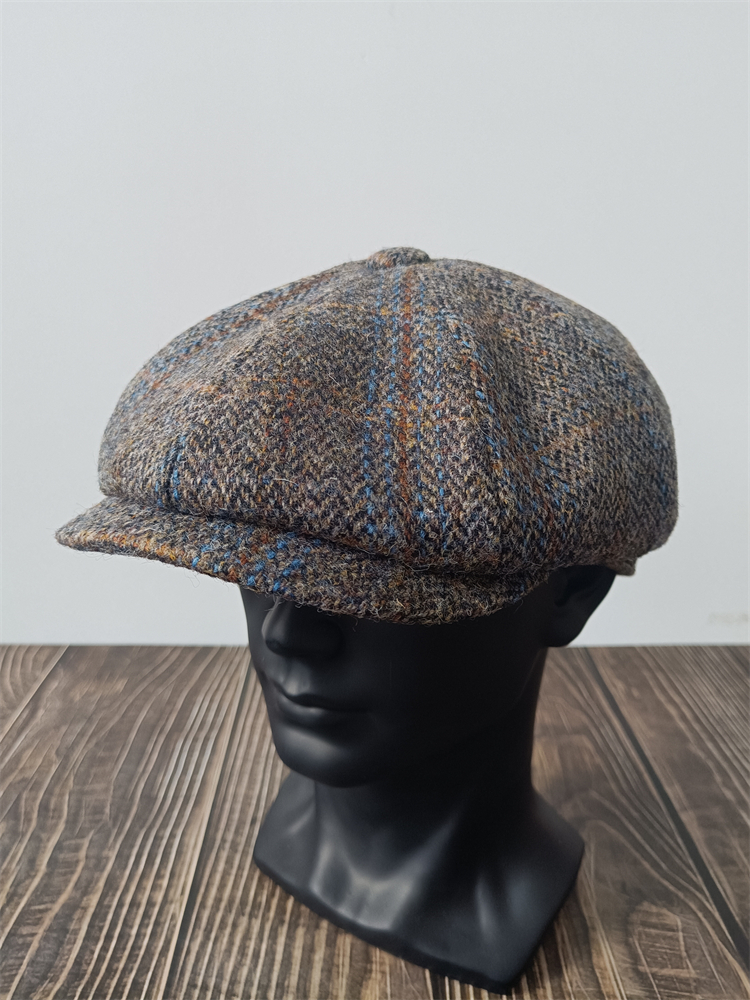 经典英伦哈里斯粗花呢复古八角帽