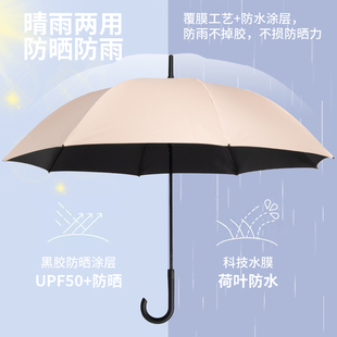 8骨长柄伞晴雨两用黑胶伞遮阳伞防晒伞简约轻便防紫外线日系外贸