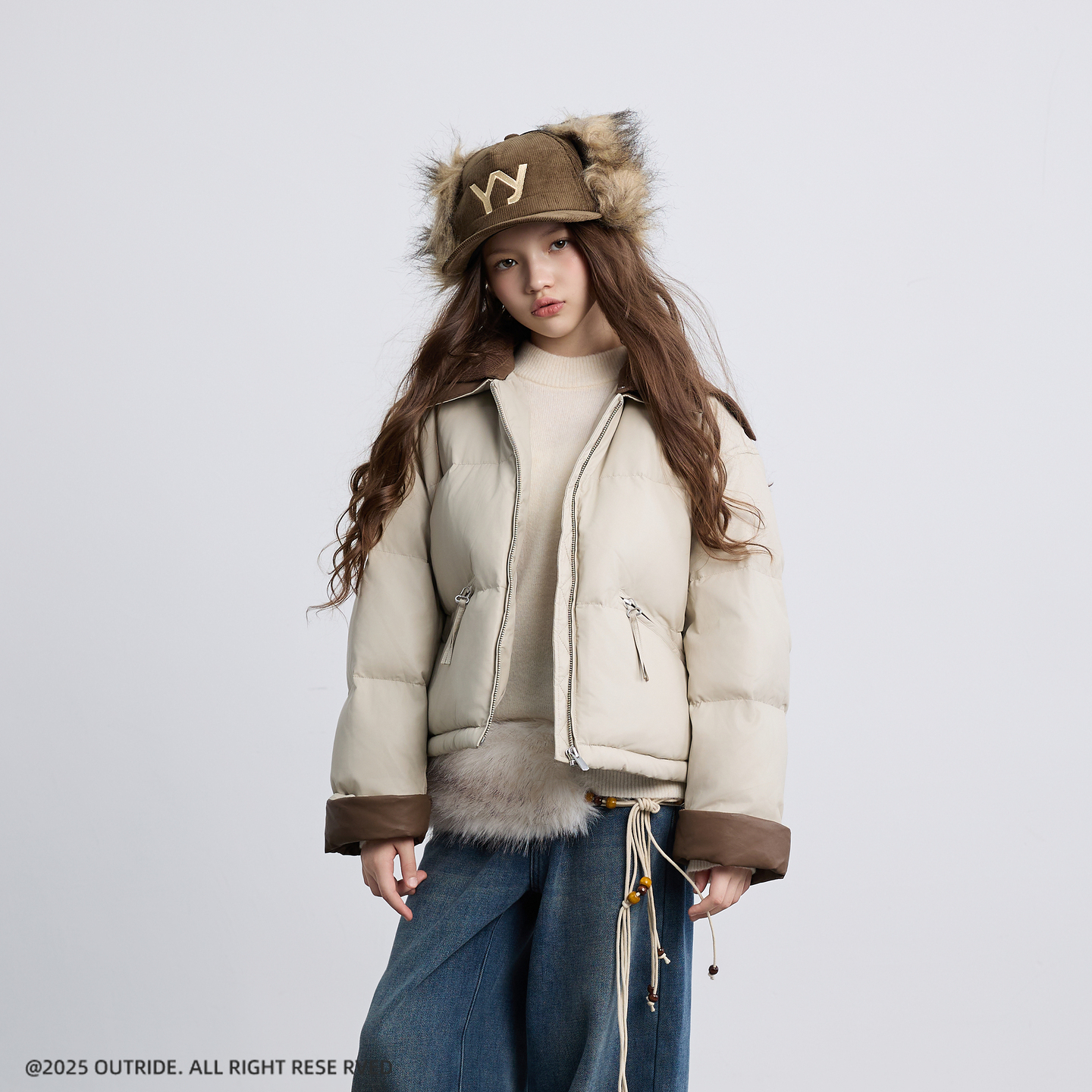 【商场同款】越也童装女童短款羽绒服2025年冬季新品羽绒上衣外套