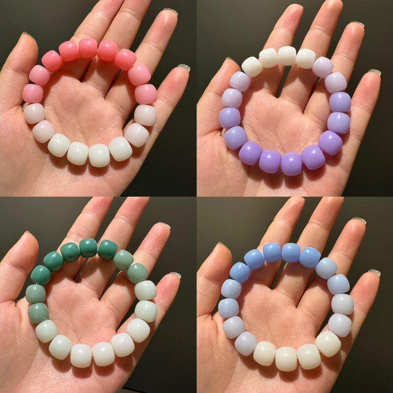 渐变色学生盘玩手串白玉菩提子盘珠绕指柔圆珠子手捻珠解压手链