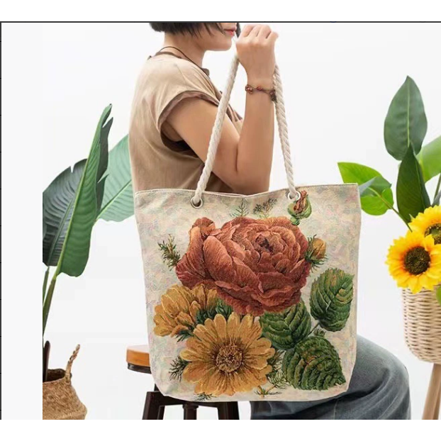 布包双面金丝提花绣单肩包上班通勤包大容量休闲收纳吧女包,箱包皮具/热销女包/男包,编织包,淘宝优惠券,粉丝福利购,淘宝优惠卷